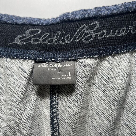 Eddie Bauer Lounge Sweatpants Mens Size L Large Blue 34x30 Tapered Cotton Blend - Picture 13 of 14